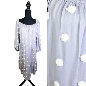 Cato Light Purple Embroidered Textured Polka Dot Knee Length Dress Size 18/20